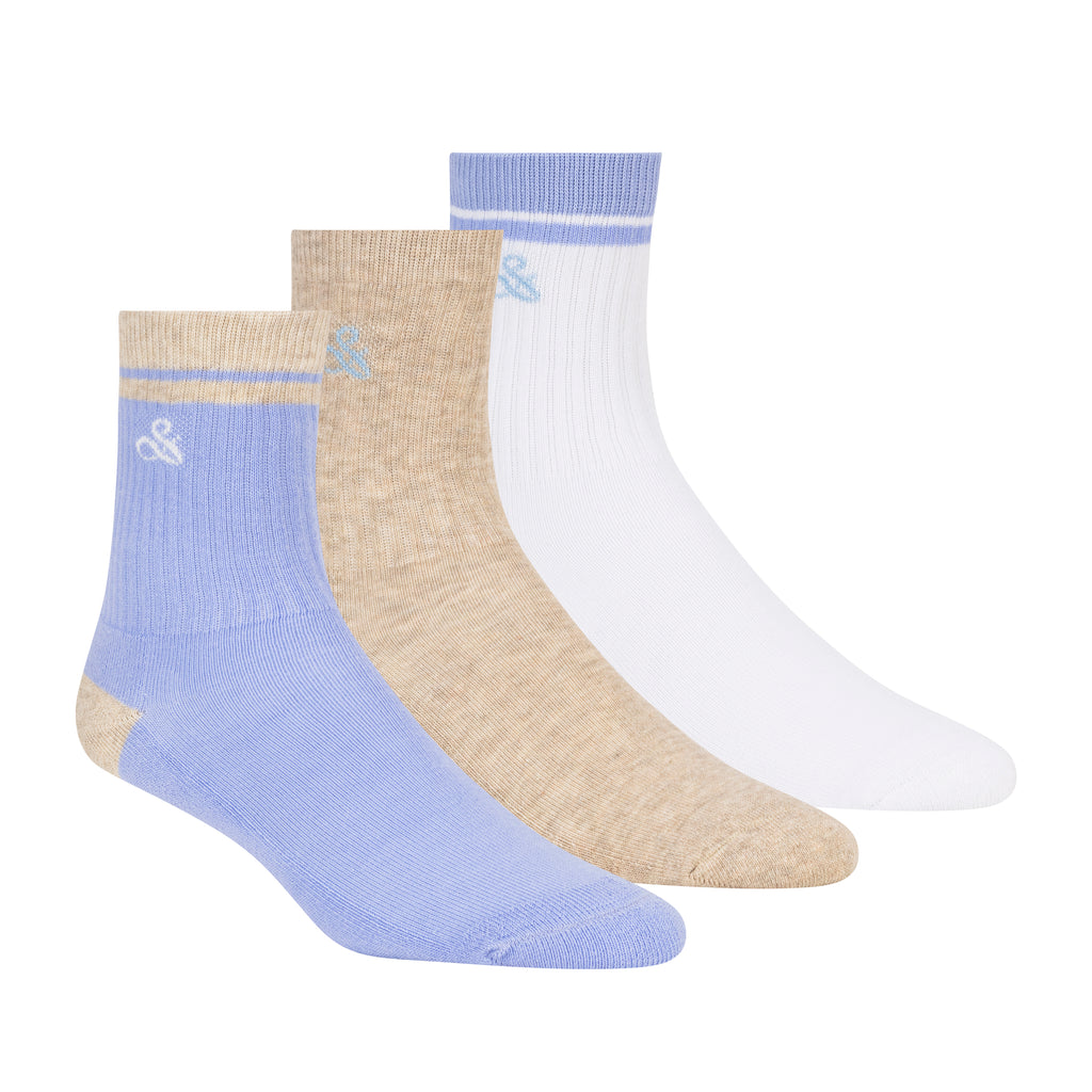 3PK WOMENS 1/2 TERRY CREW