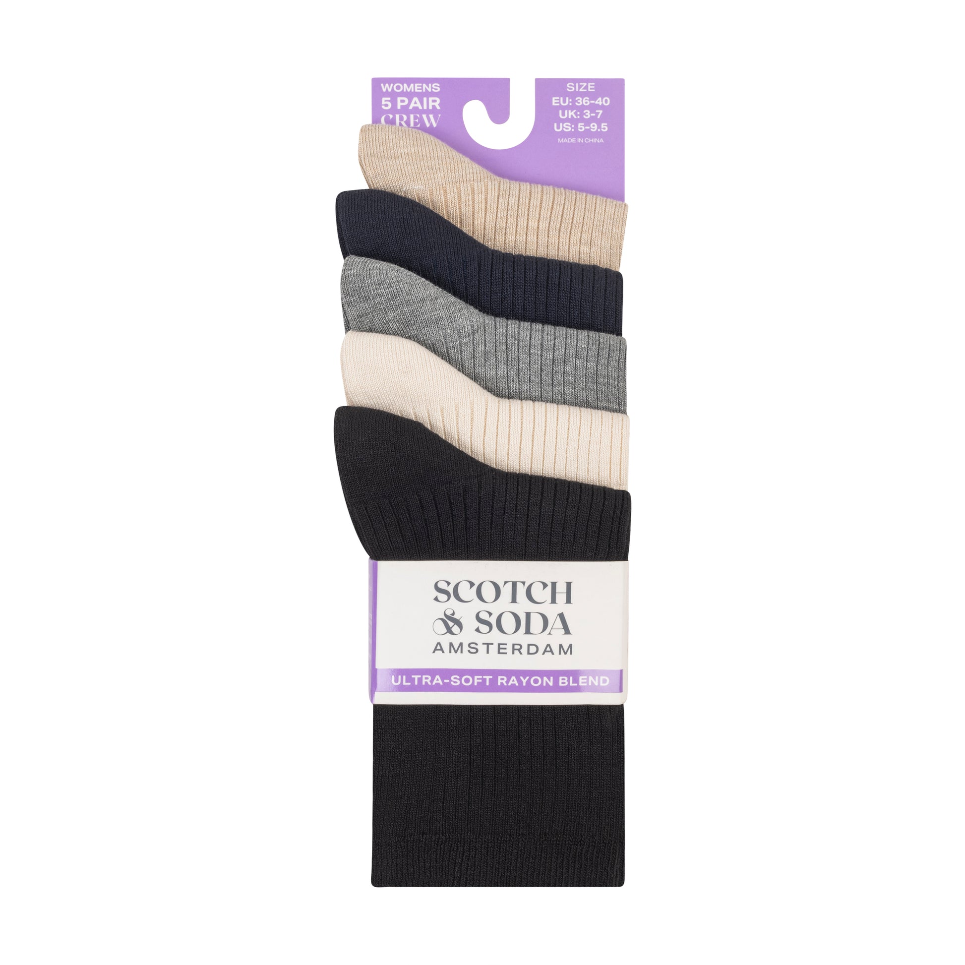 5PK WOMENS NON TERRY CREW