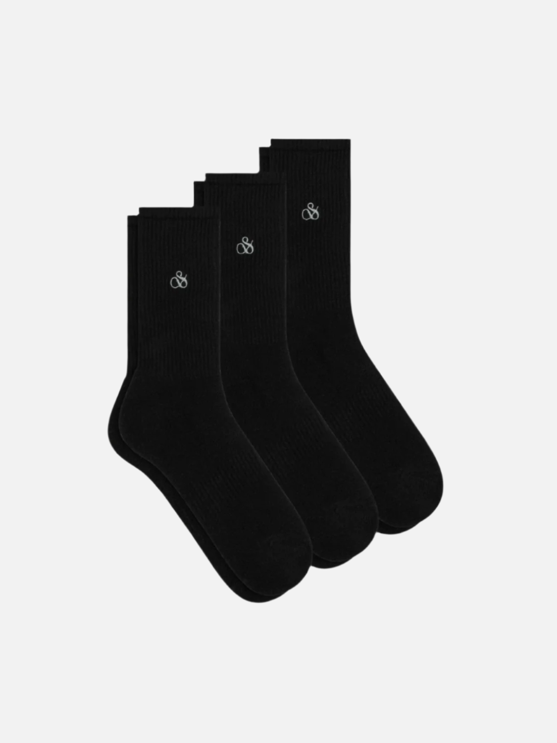 3-PACK MENS CASUAL CREW SOCKS - BLACK