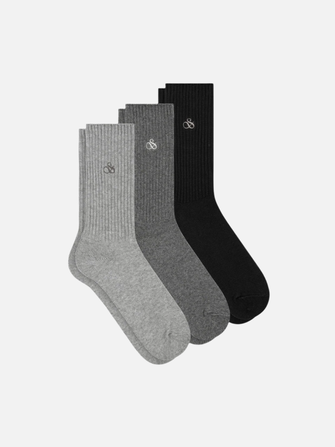 3-PACK MENS CASUAL CREW SOCKS - MEDIUM GREY