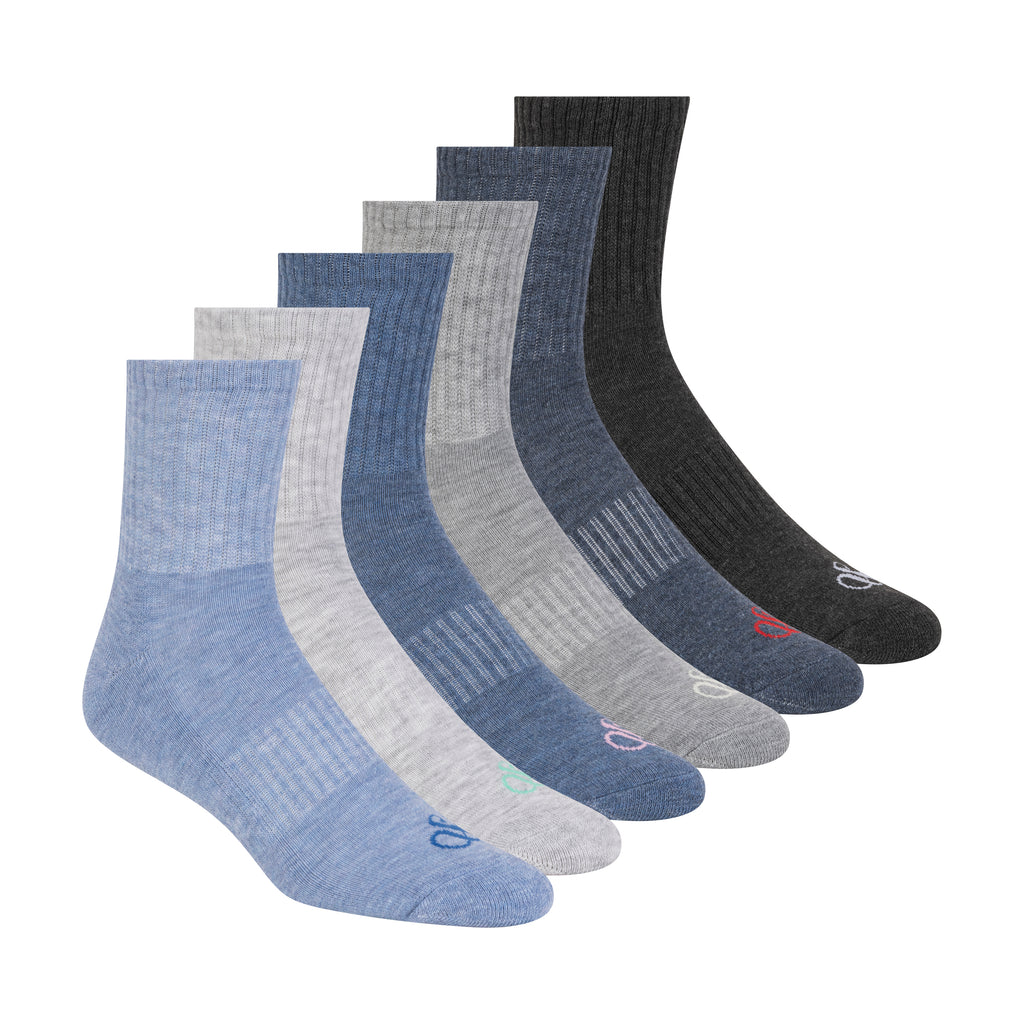 6PK MENS 1/2 TERRY HIGH QTR CREW