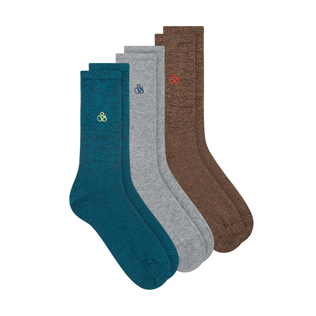 3PK MENS NON TERRY RIBBED CREW