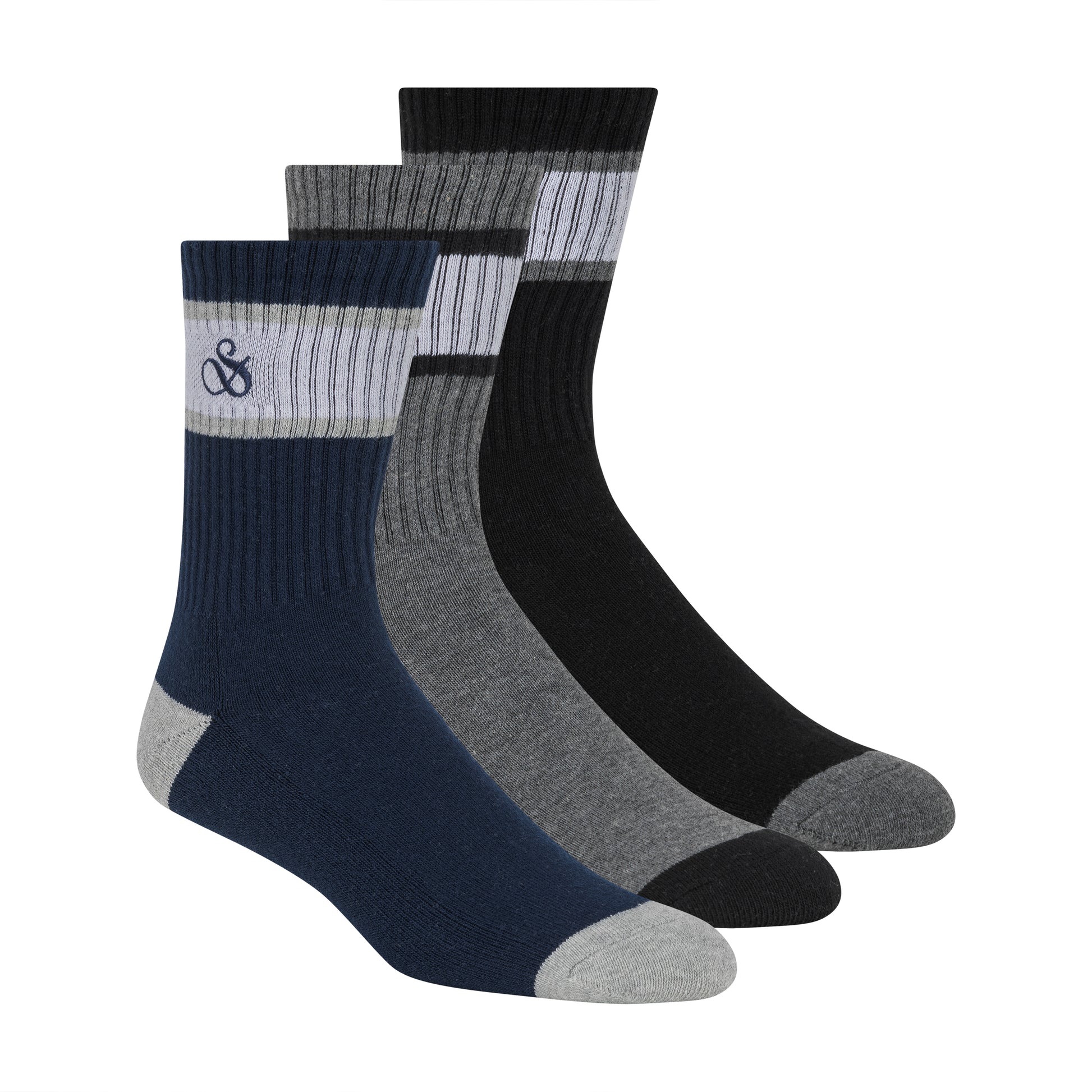 3PK MENS 1/2 TERRY COTTON CREW