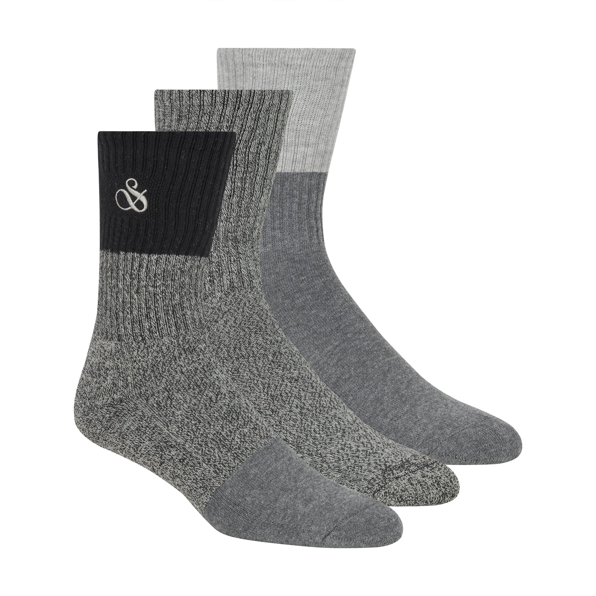 3PK MENS 1/2 TERRY COTTON CREW