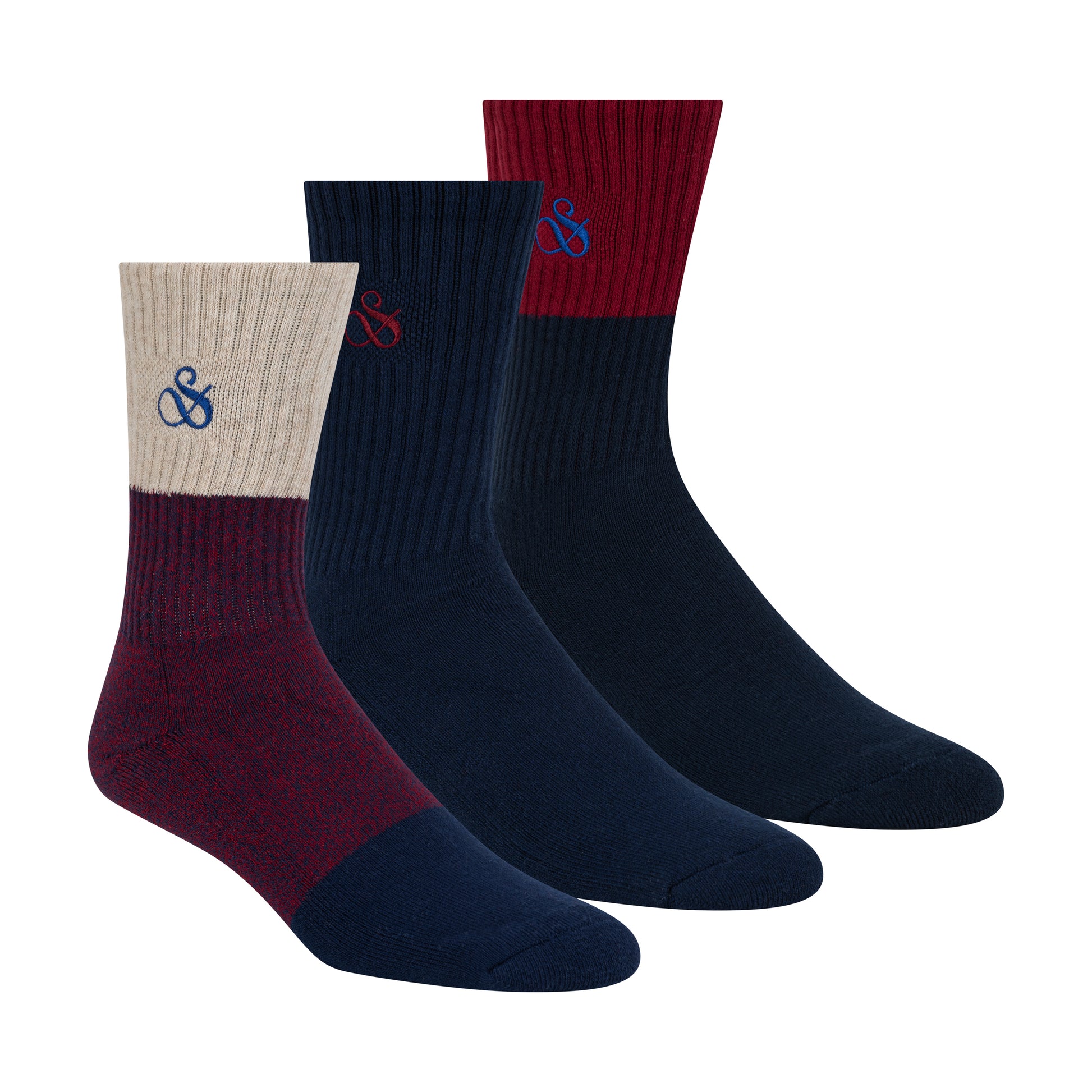 3PK MENS 1/2 TERRY COTTON CREW