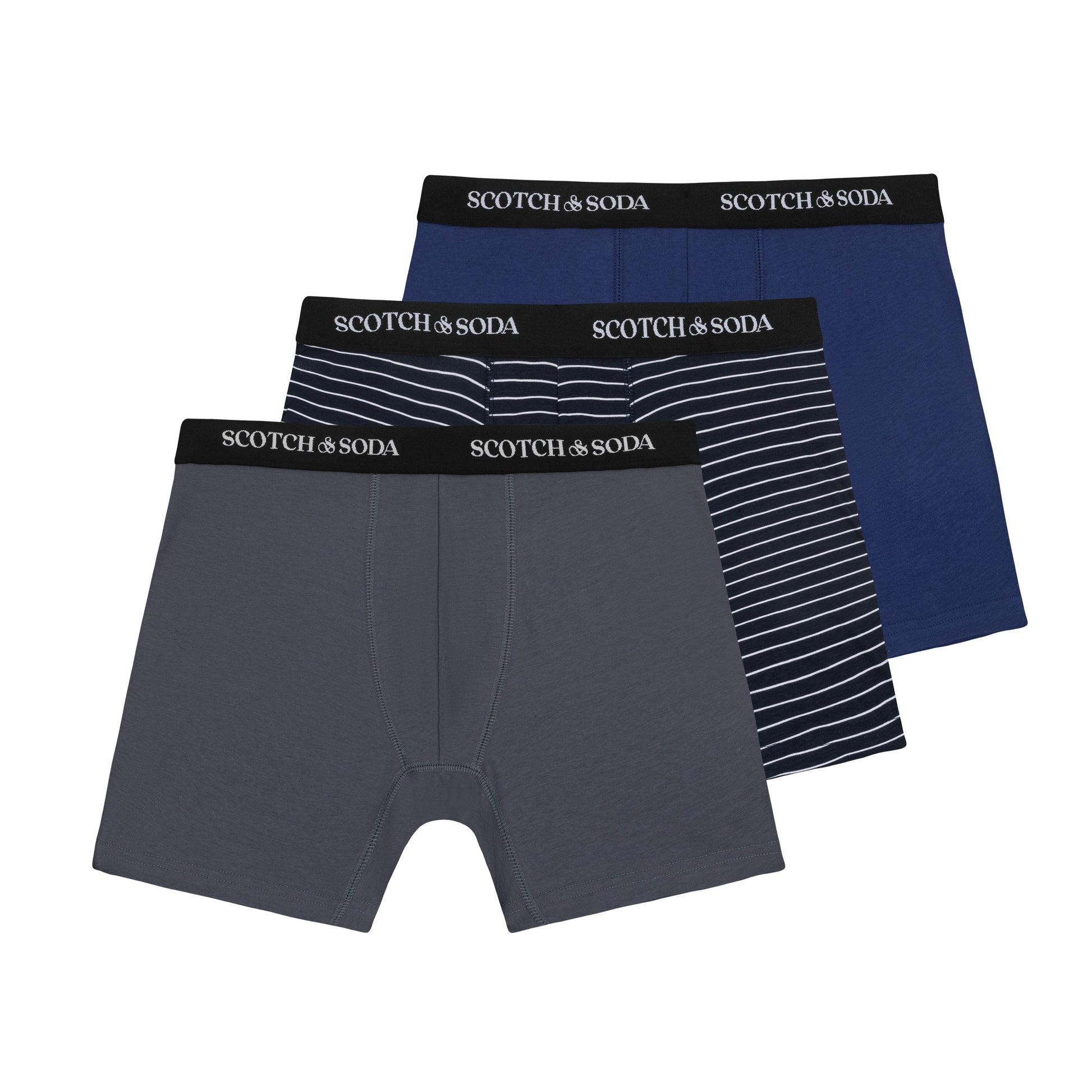 3-PACK MEN'S COTTON BOXERS - GREY/NAVY