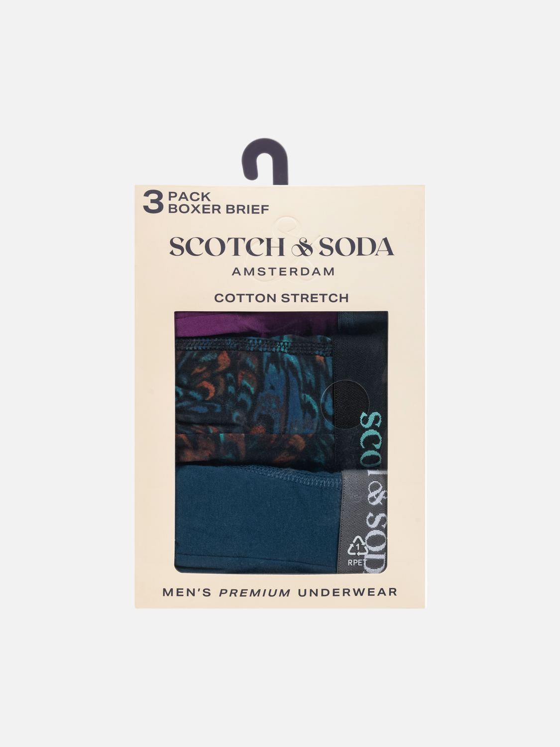 3PACK COTTON STRETCH BOXER - TEAL