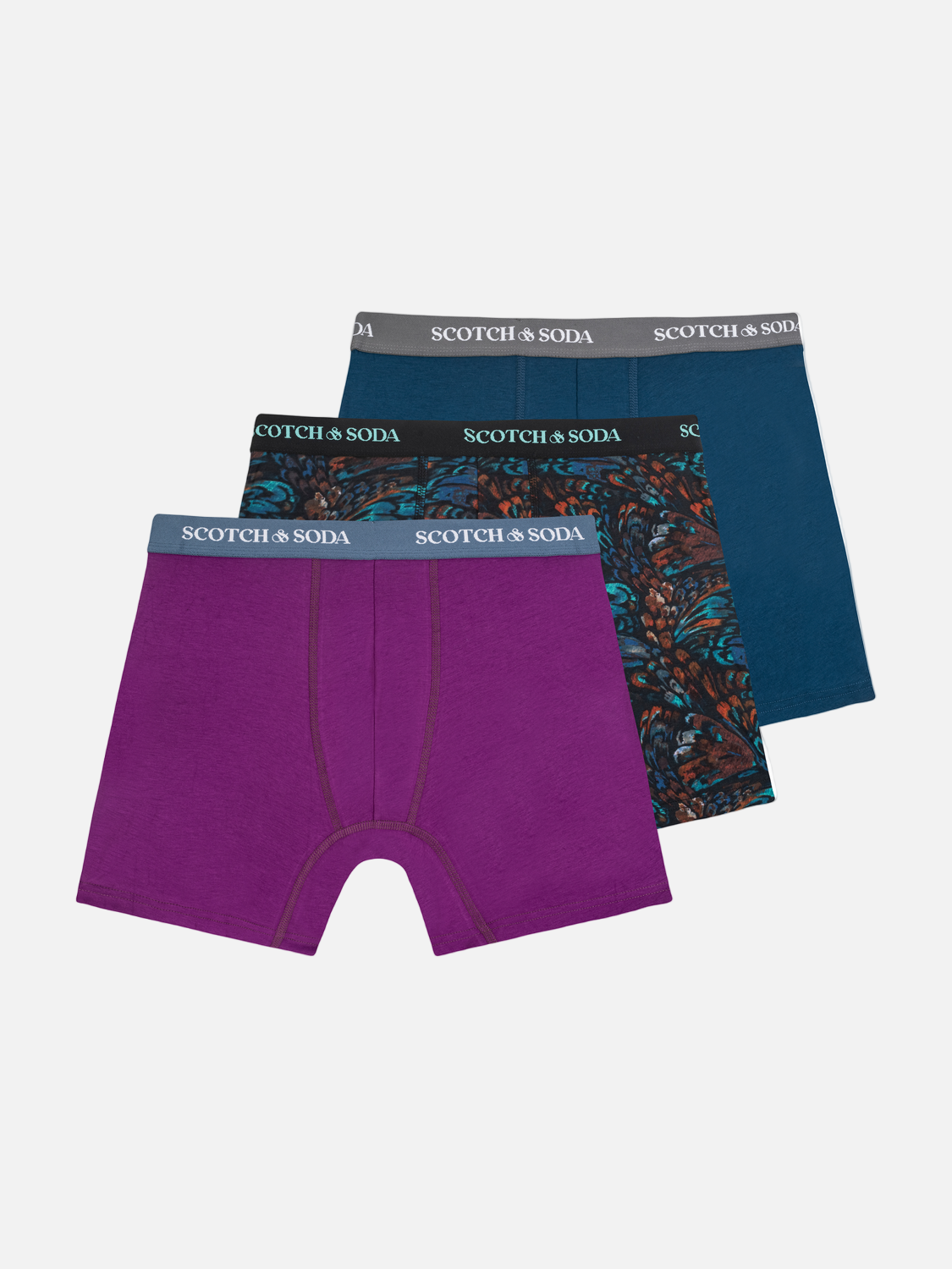 3PACK COTTON STRETCH BOXER - TEAL