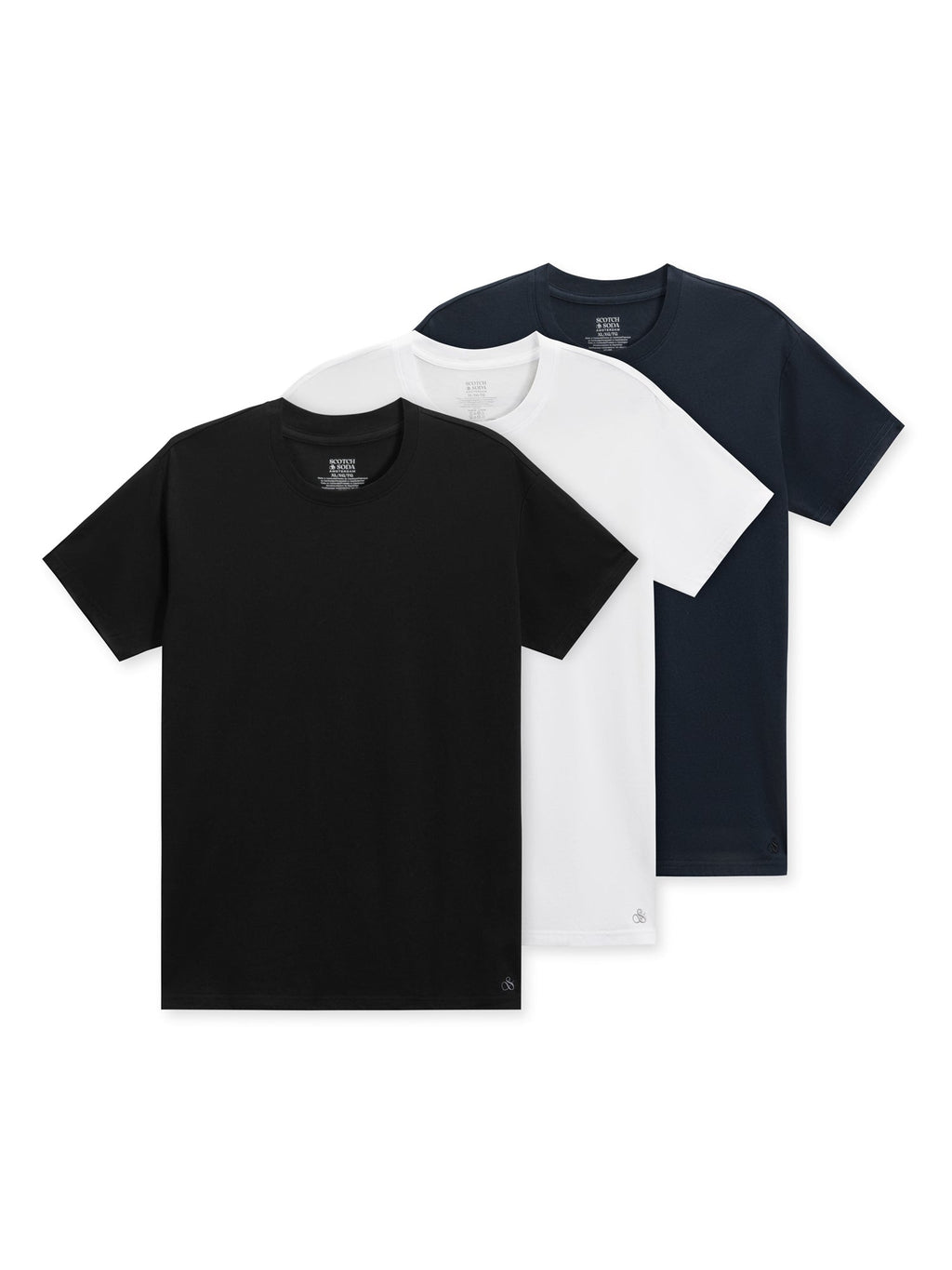3-PACK MENS ULTRA SOFT CREW NECK T-SHIRTS - BLACK/BLUE