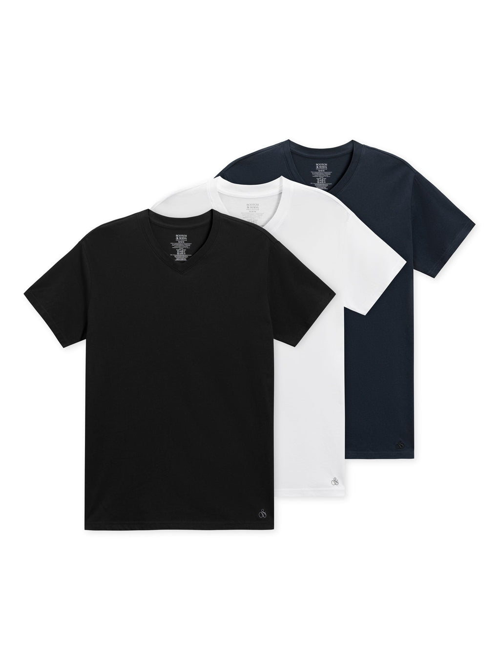 3-PACK MENS ULTRA SOFT V-NECK T-SHIRTS - BLACK/BLUE