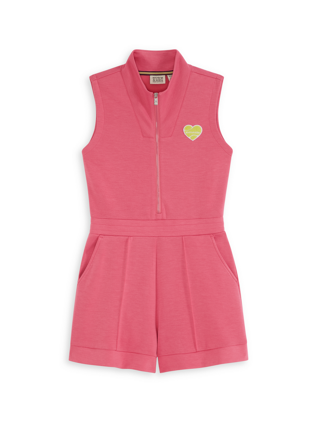 GIRLS S&S TENNIS GROUP DOUBLE KNIT HALF ZIP ROMPER