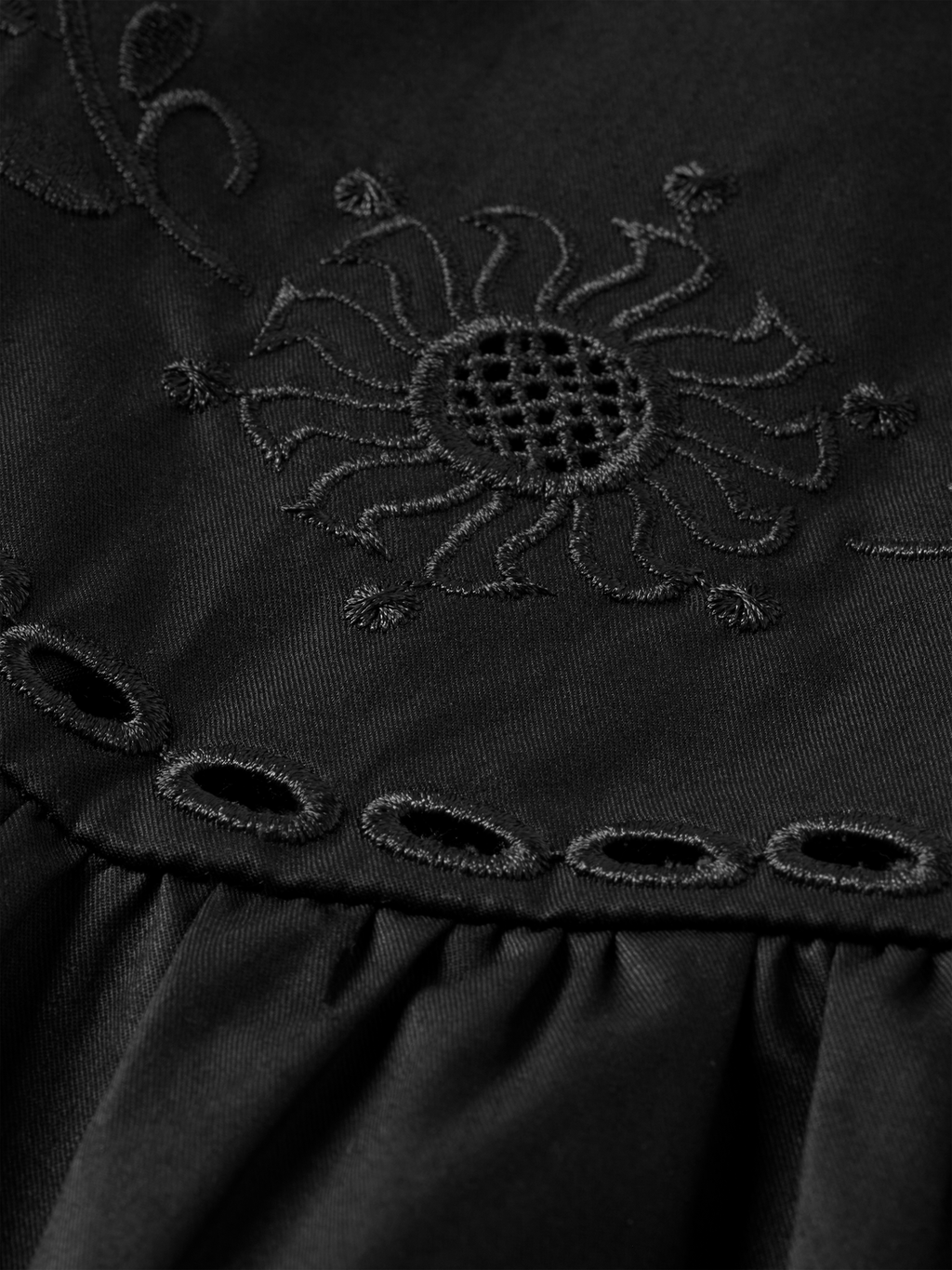 Cotton twill embroidered top