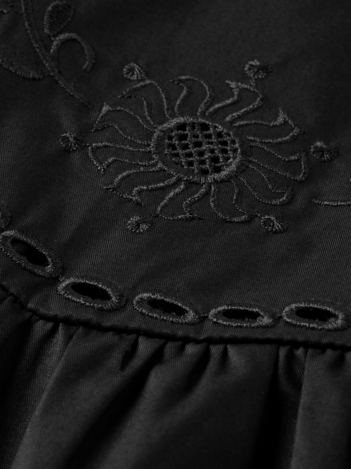 Cotton twill embroidered top