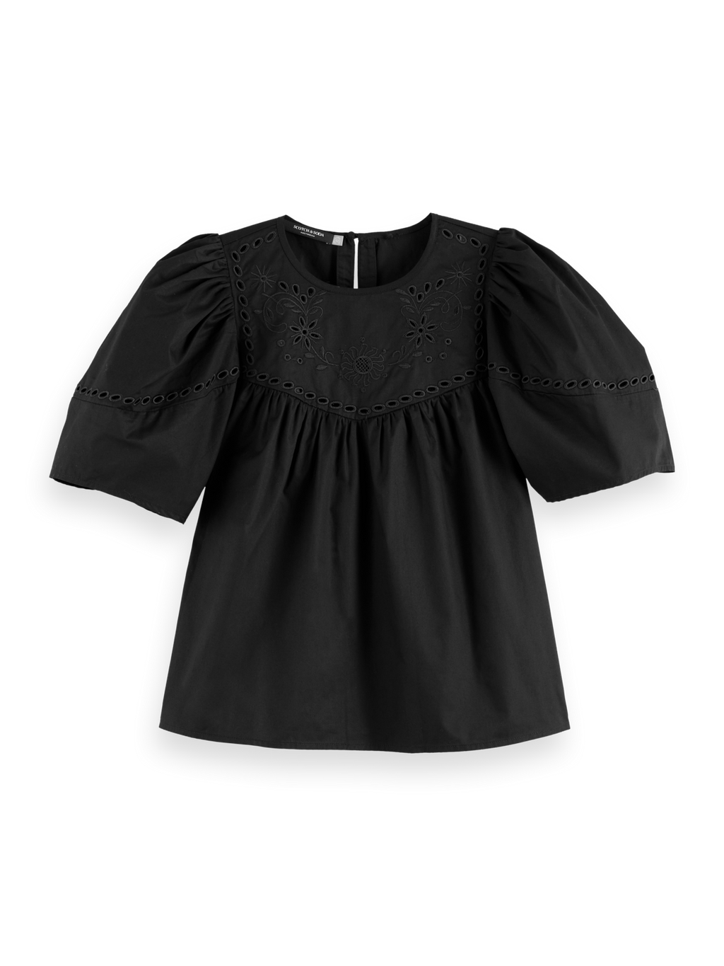 Cotton twill embroidered top