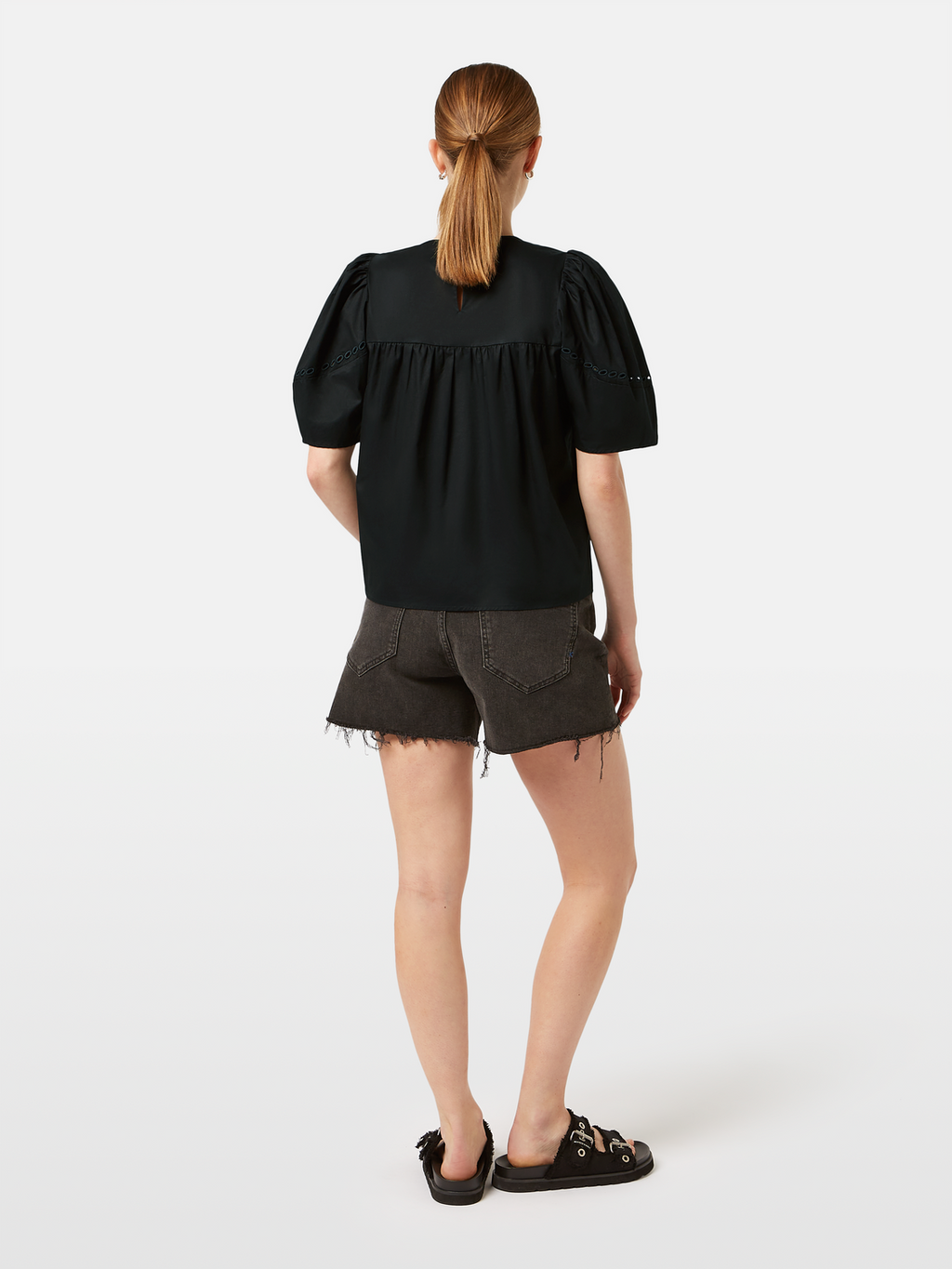 Cotton twill embroidered top