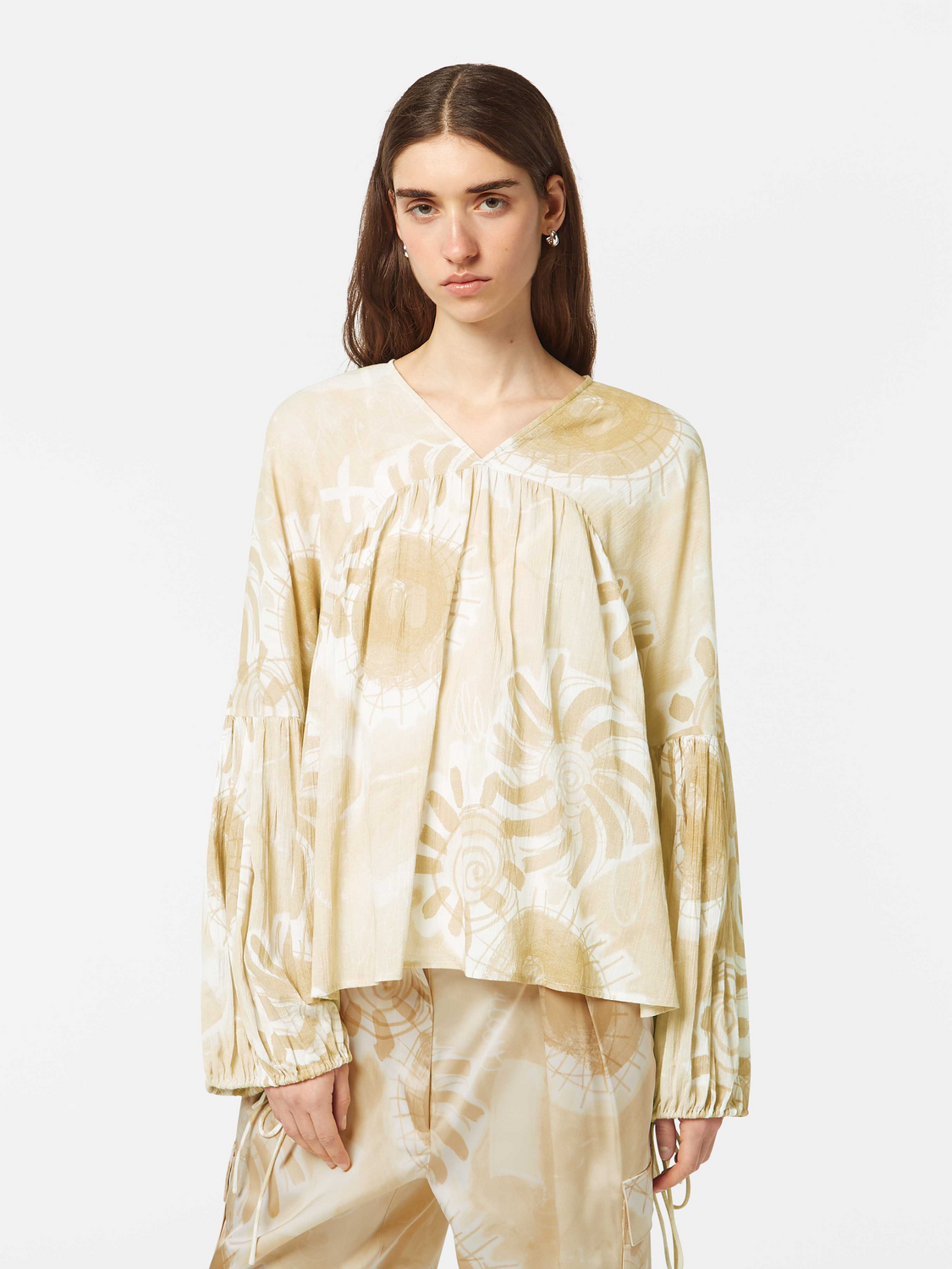 Printed crinkle top