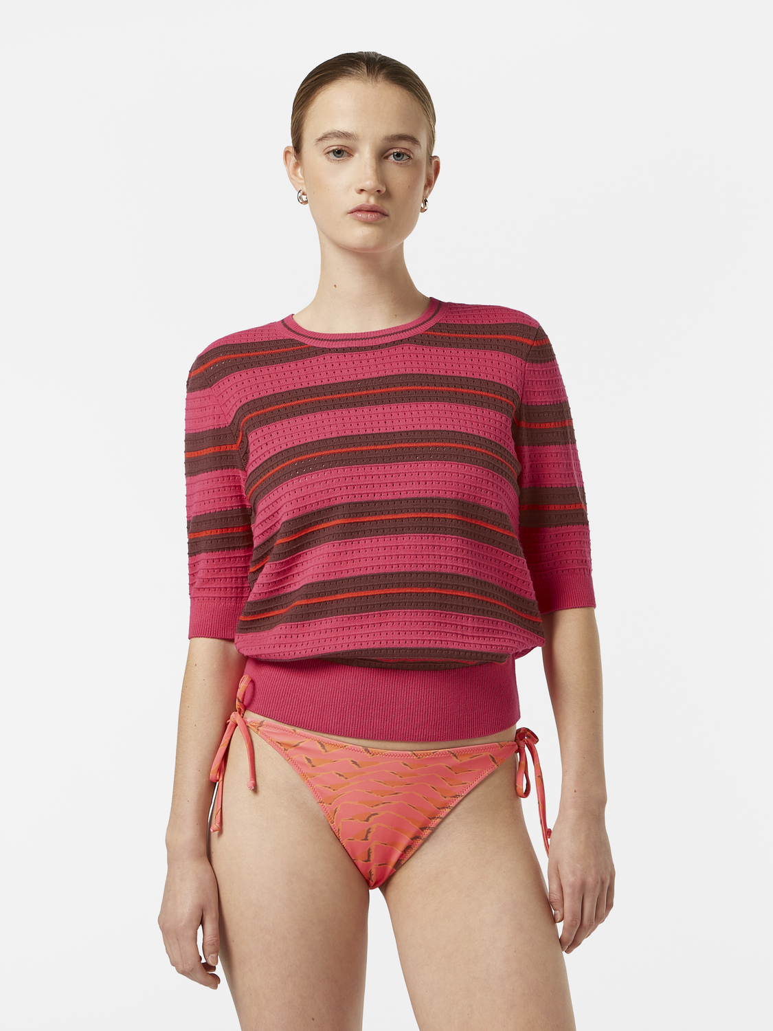 Pointelle Short Sleeve Pullover