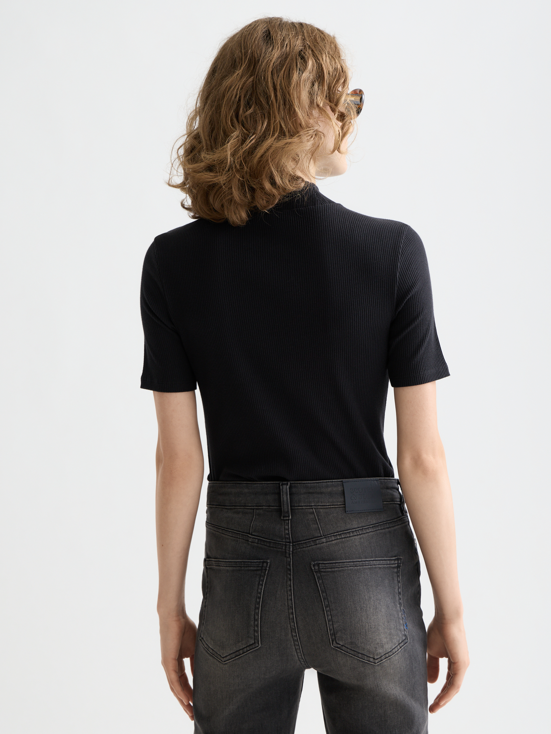 Essentials Mock neck rib t-shirt - BLACK