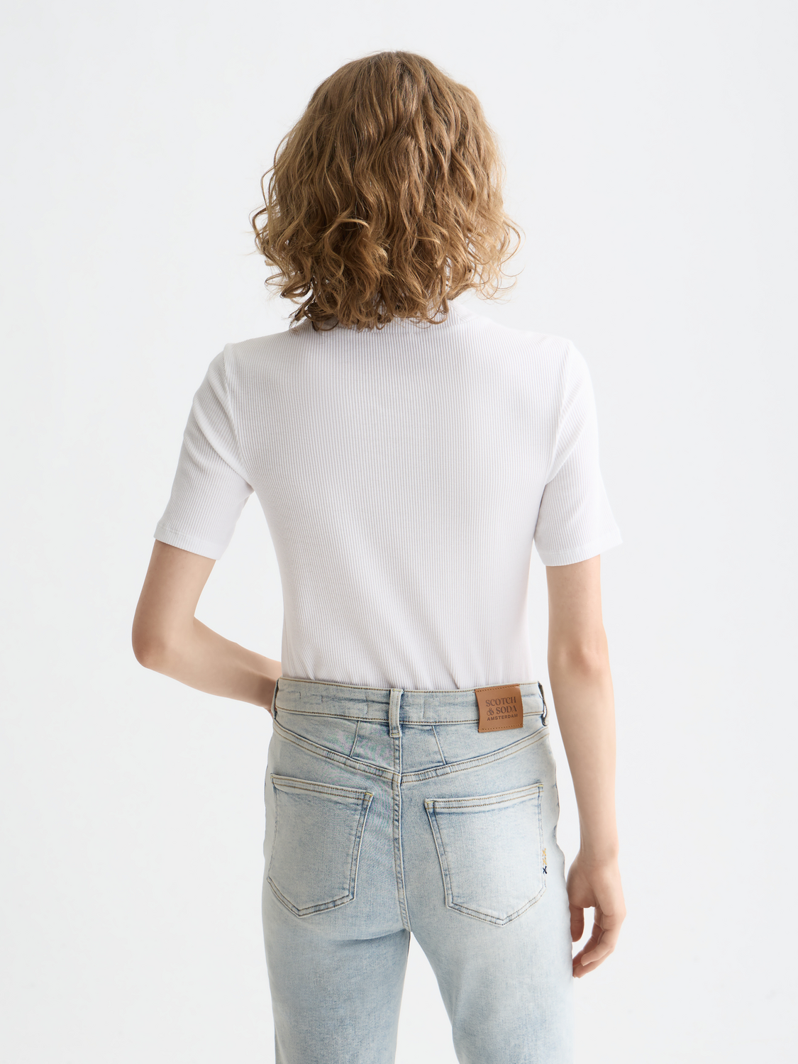 Essentials Mock neck rib t-shirt - WHITE
