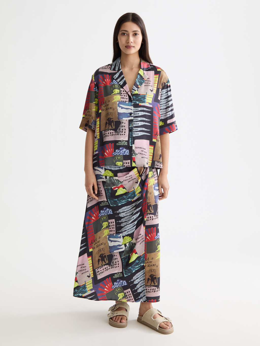 Printed short sleeve fluid shirt