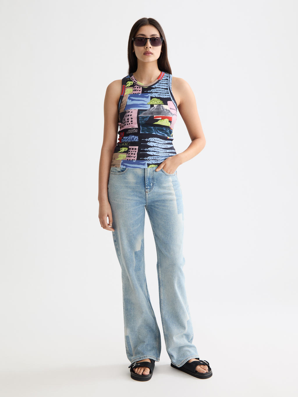 printed rib racer tank