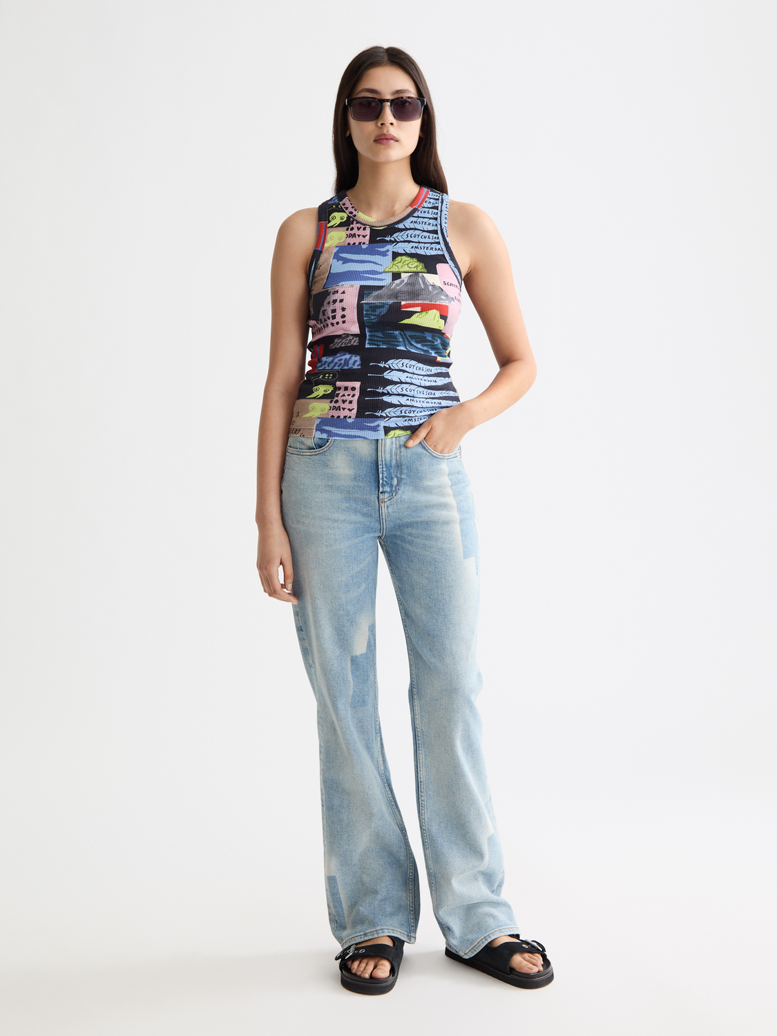 printed rib racer tank