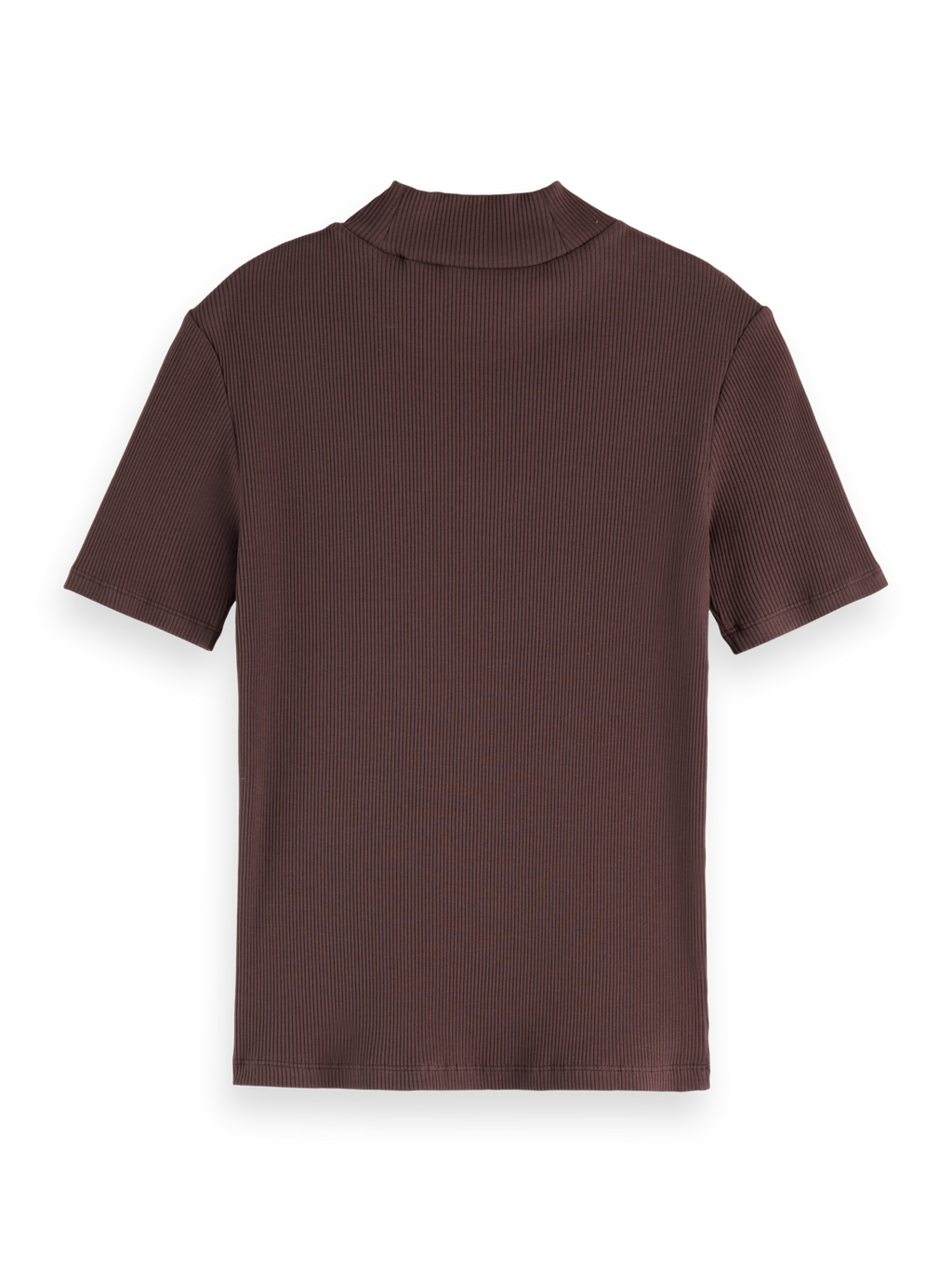 Mock neck rib T-shirt