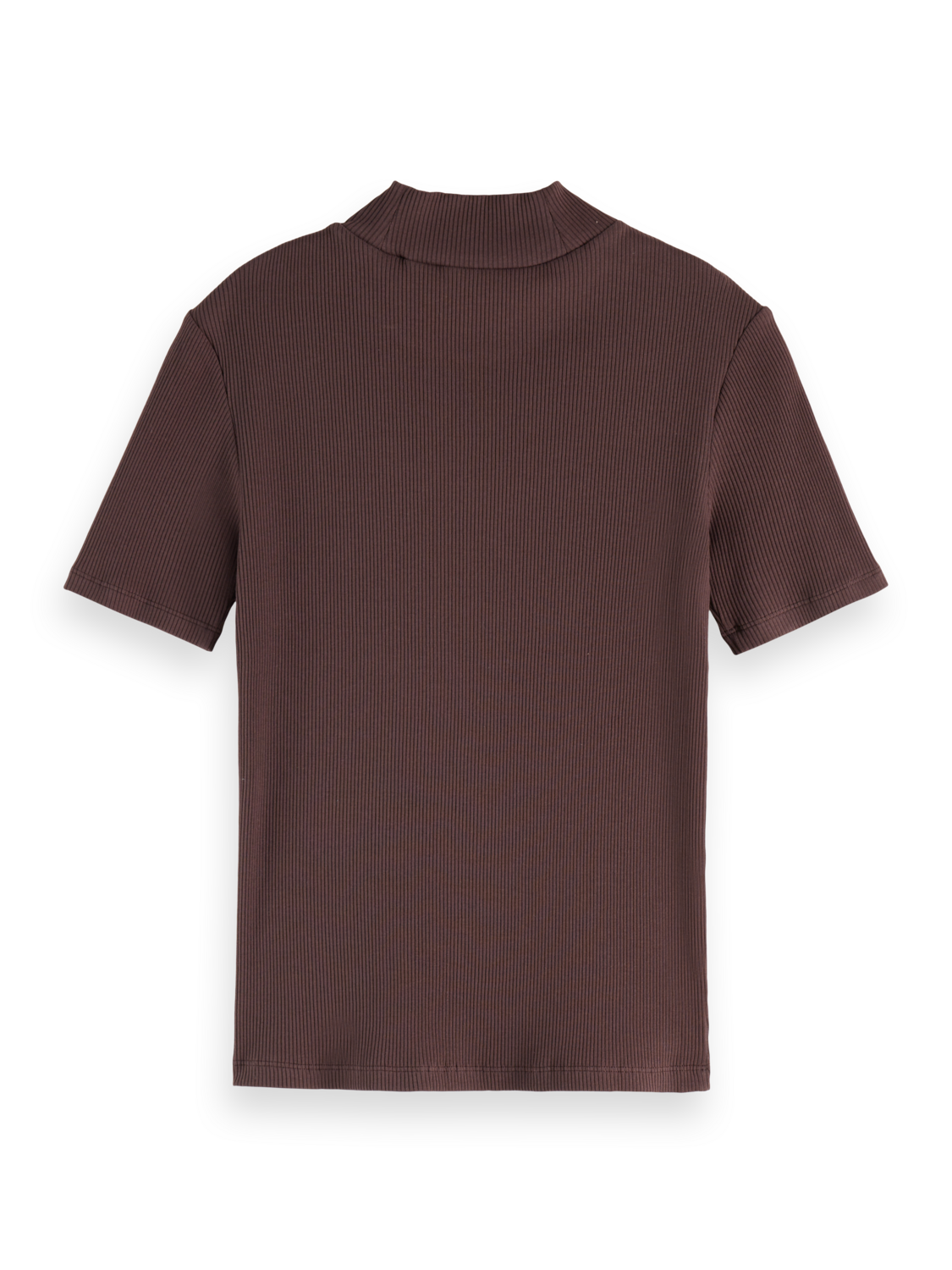 Mock neck rib T-shirt