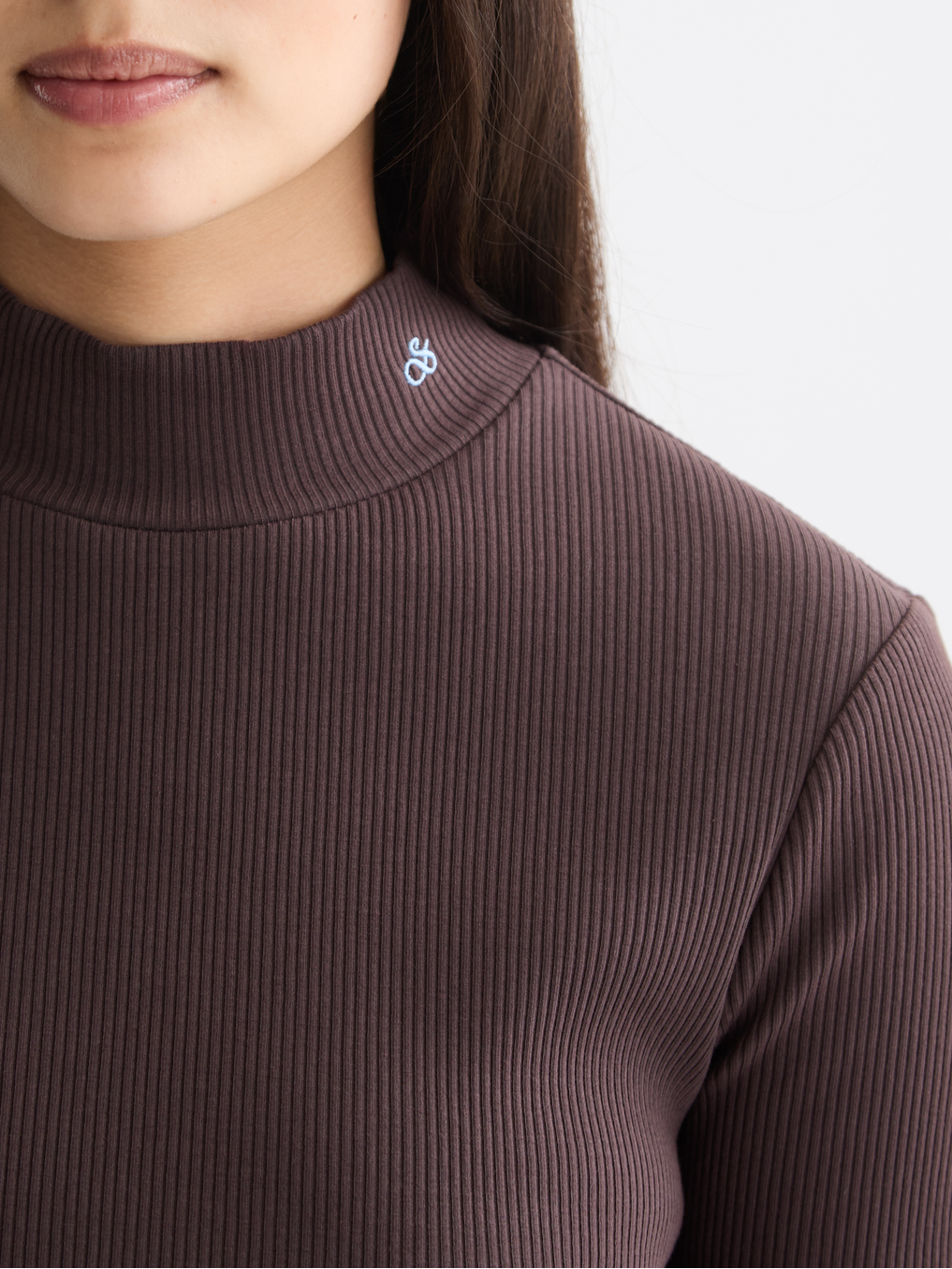 Ribbed Mock Neck T-Shirt Vanilla White 169685 online kopen