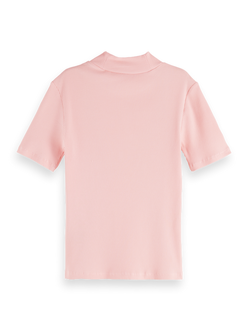 Mock neck rib T-shirt