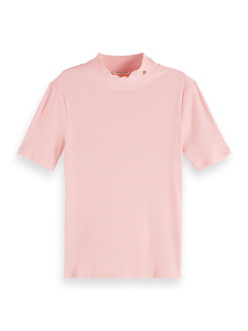 Mock neck rib T-shirt