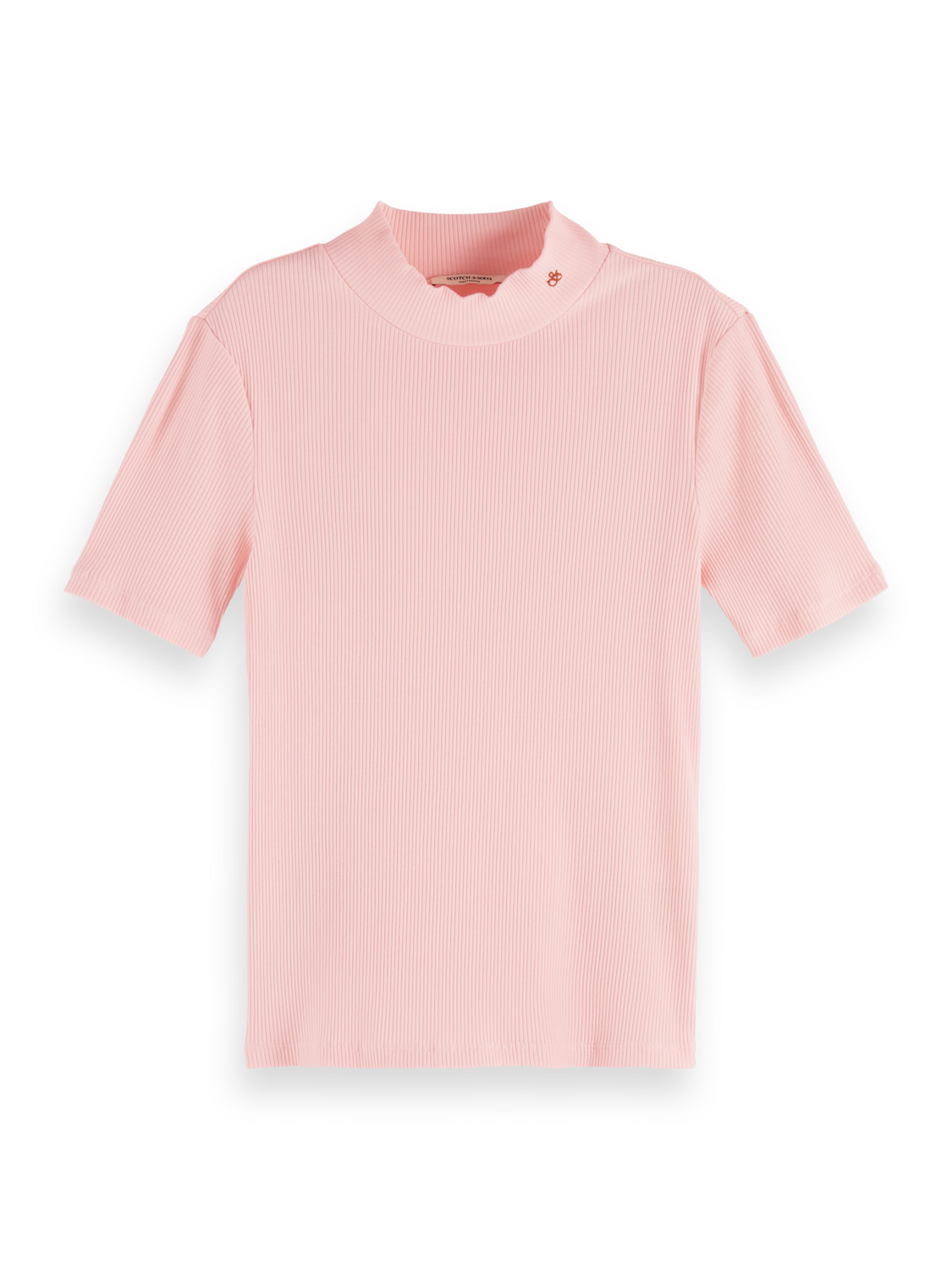 Mock neck rib T-shirt
