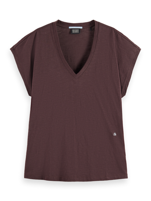 Slub V-neck T-shirt