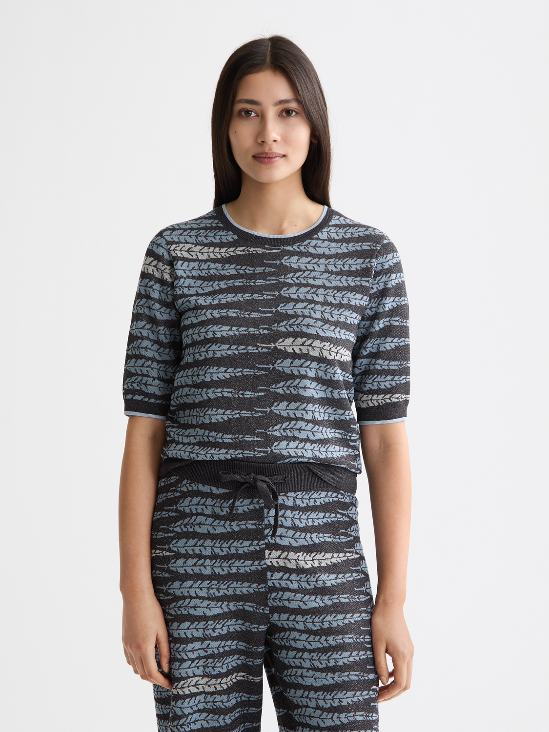 Lurex jacquard knitted top