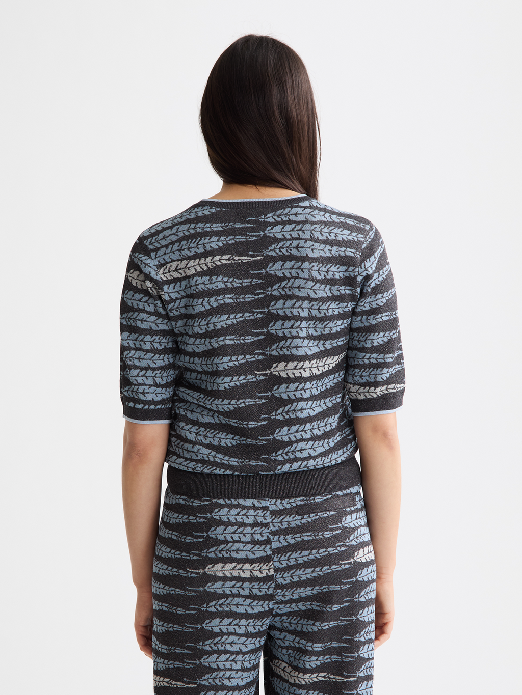 Lurex jacquard knitted top
