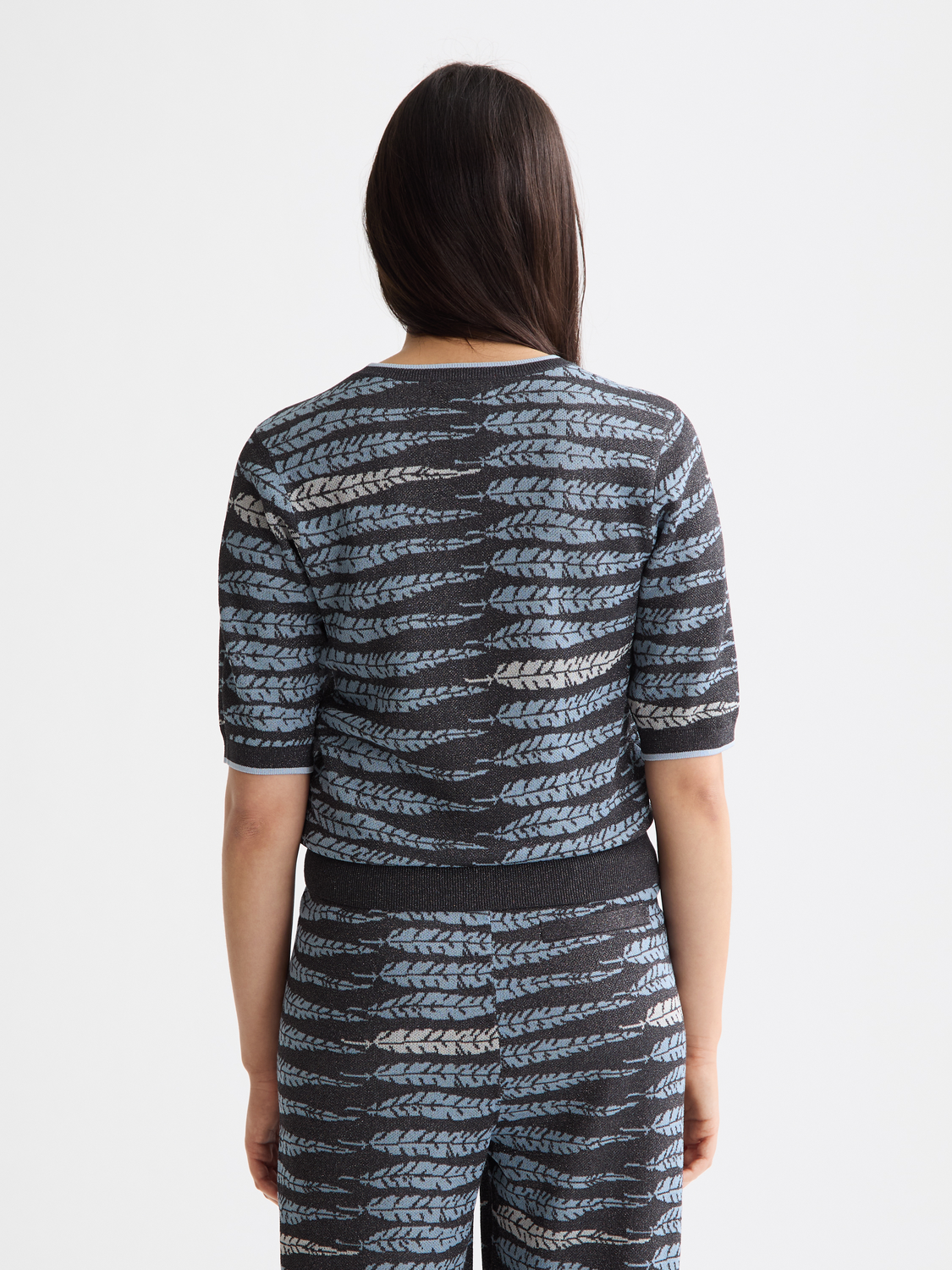 Lurex jacquard knitted top