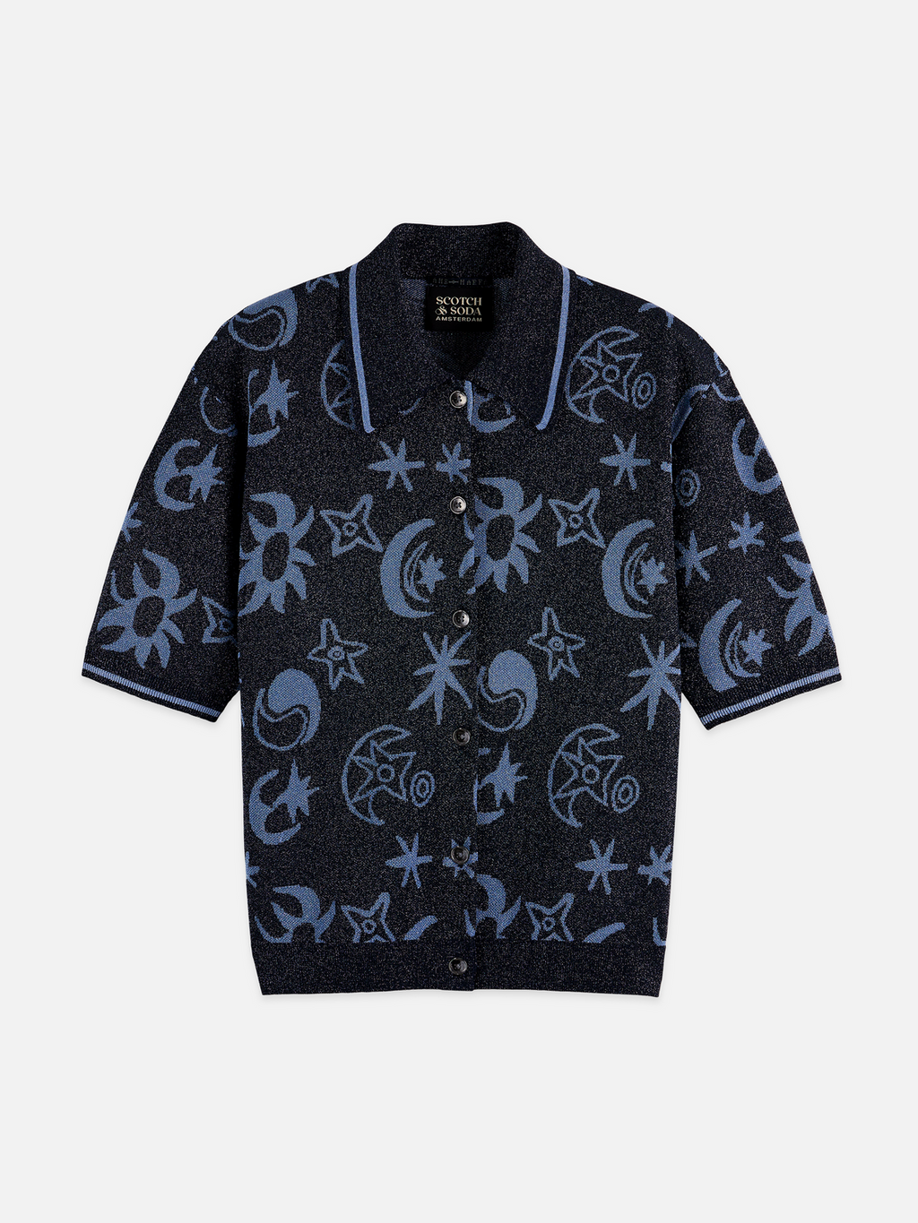 Jacquard short sleeve pullover