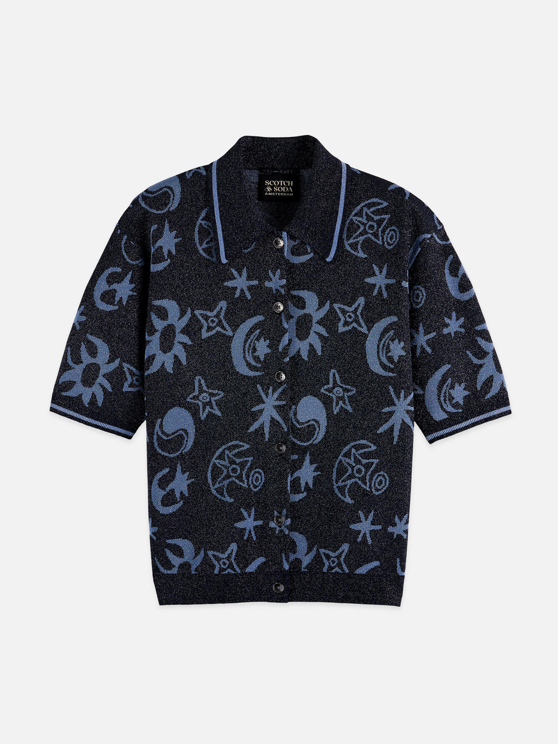 Jacquard short sleeve pullover