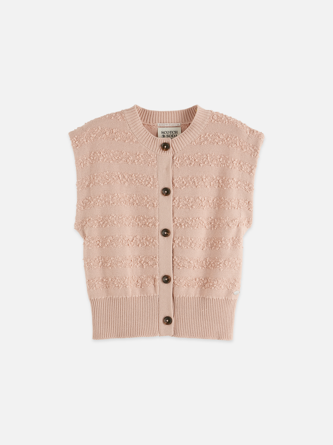 Boucle stripe crew neck spencer