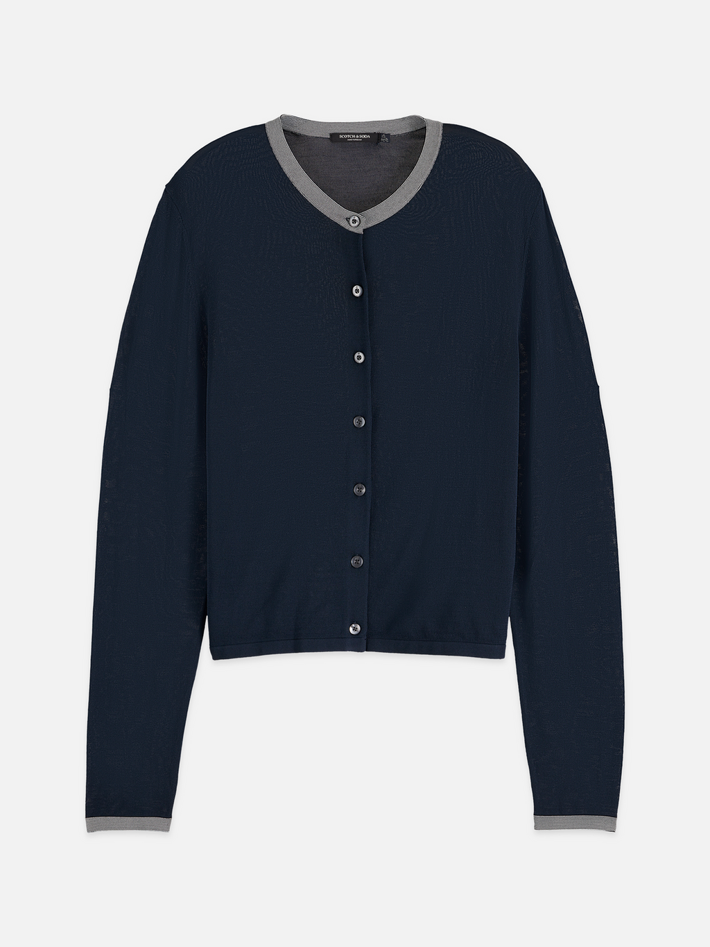 Stripe trim relaxed cardigan