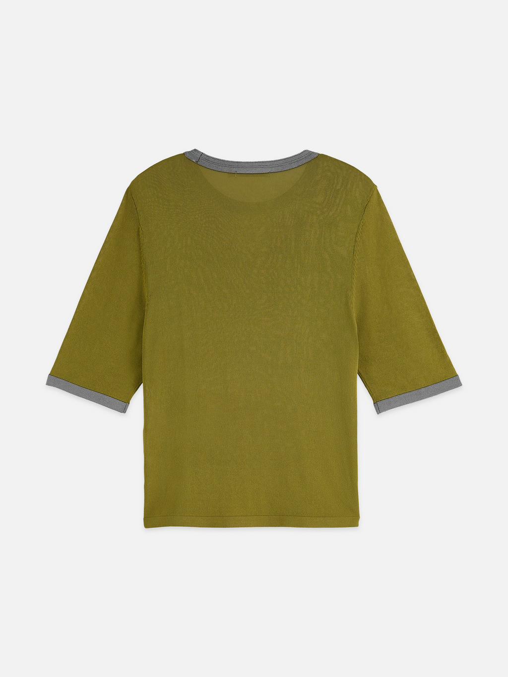 Stripe trim short sleeve pullover