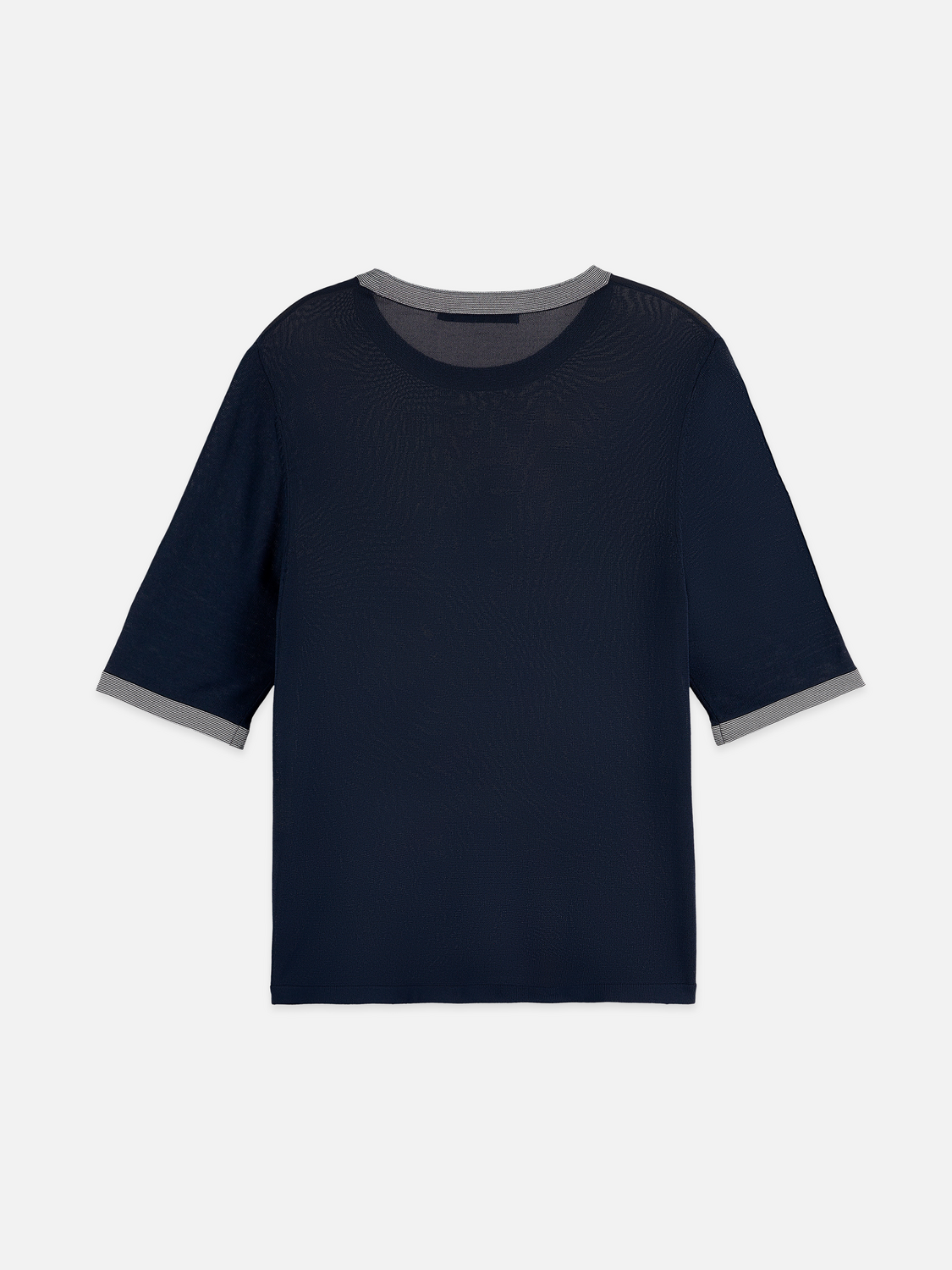 Stripe trim short sleeve pullover