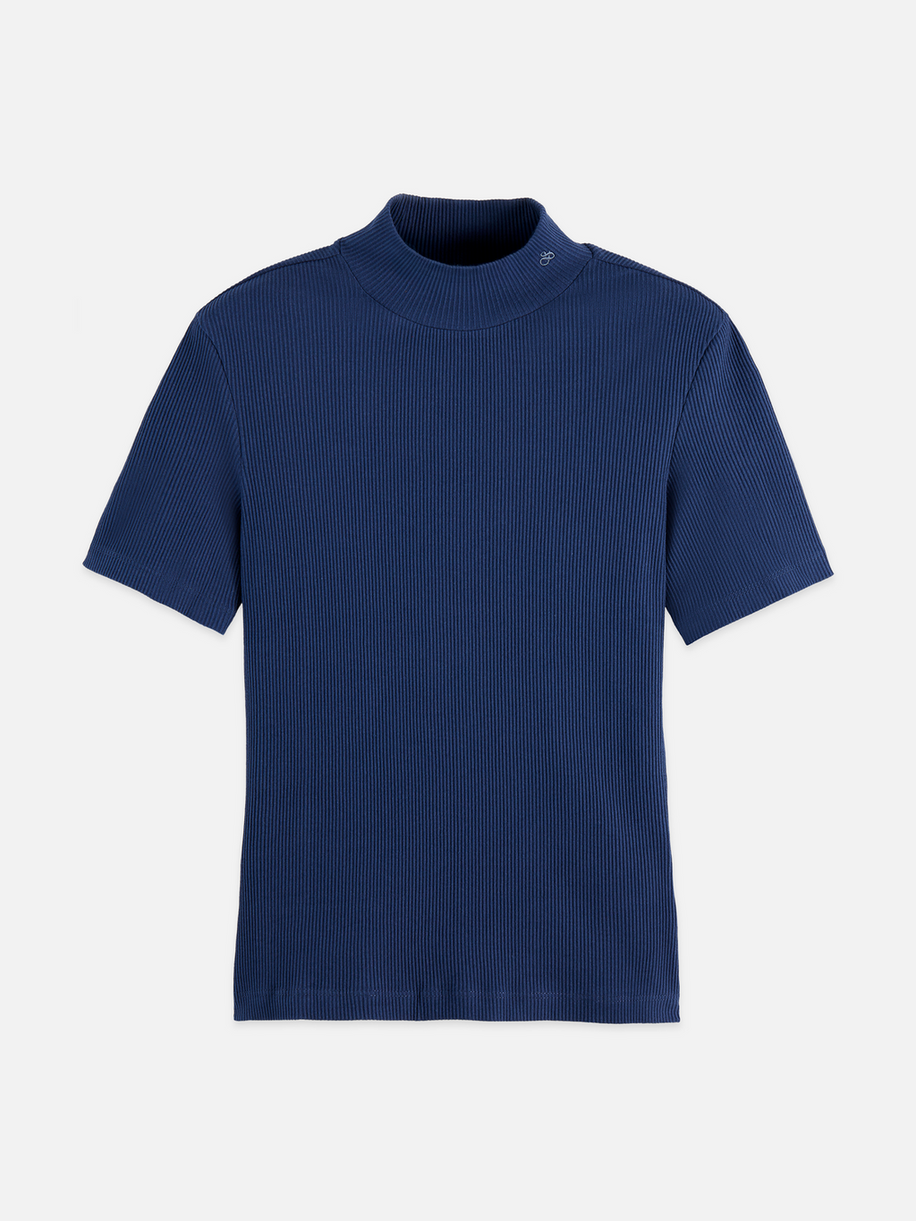 Mock neck rib T-shirt