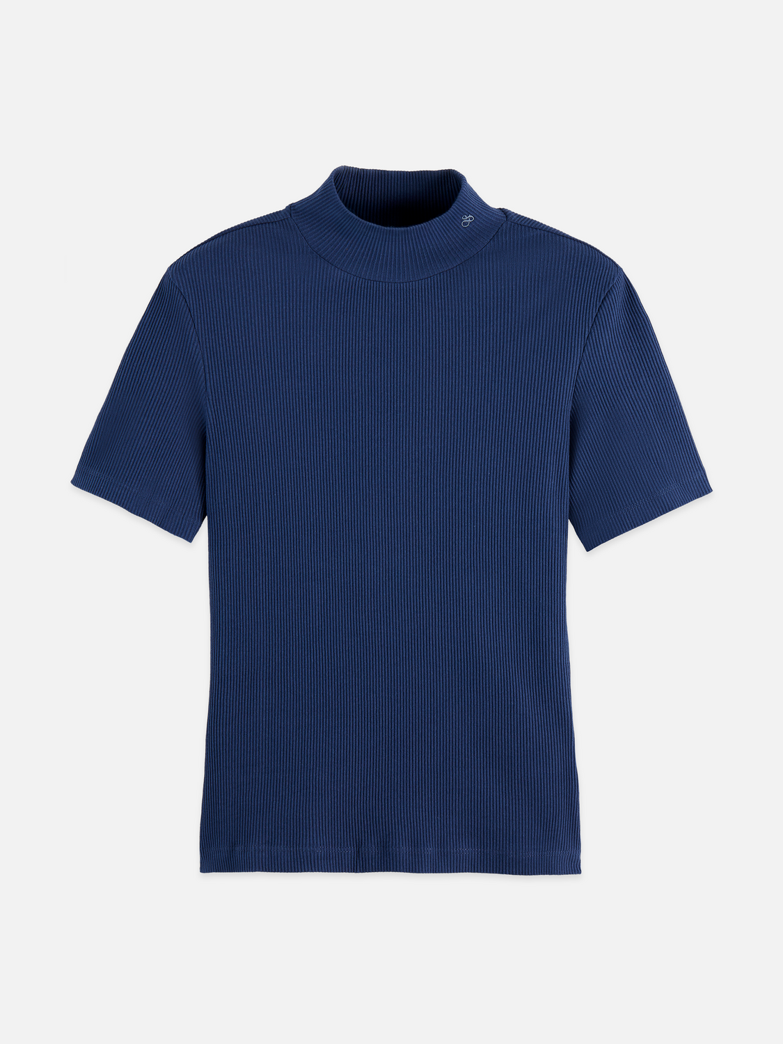 Mock neck rib T-shirt