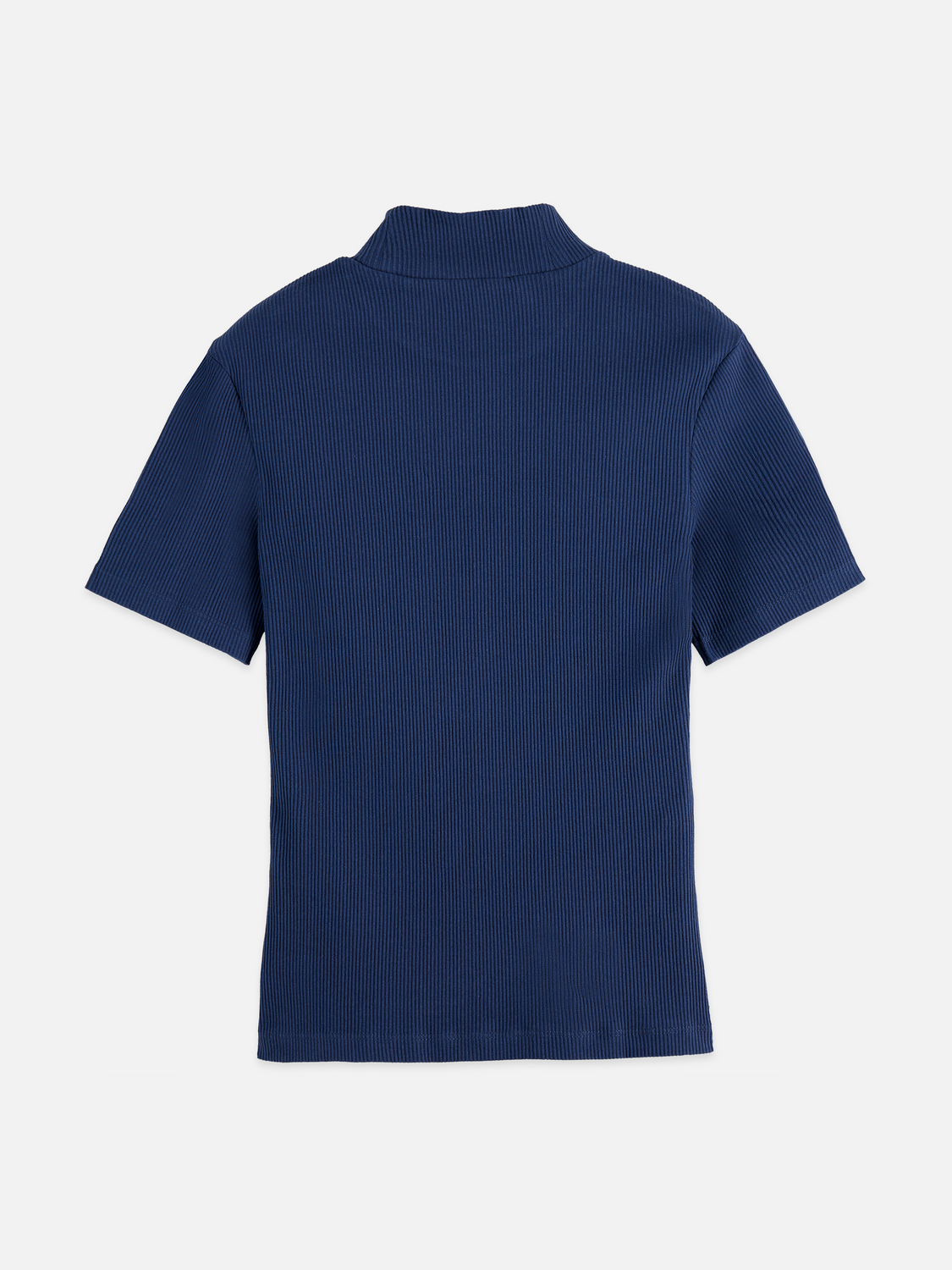 Mock neck rib T-shirt