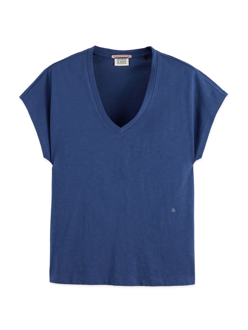 V-neck T-shirt with ampersand embroidery