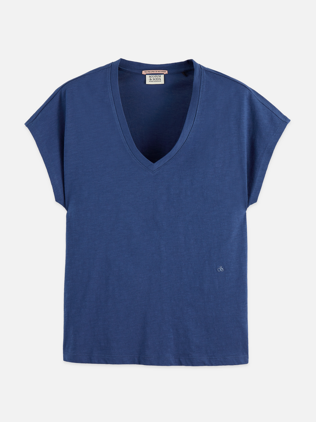 V-neck logo embroidery t-shirt