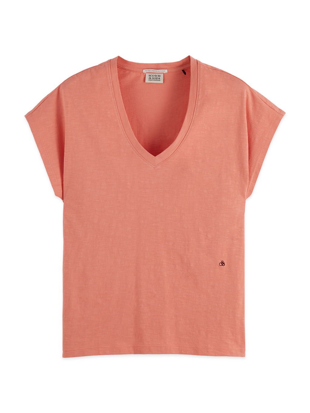 V-neck T-shirt with ampersand embroidery