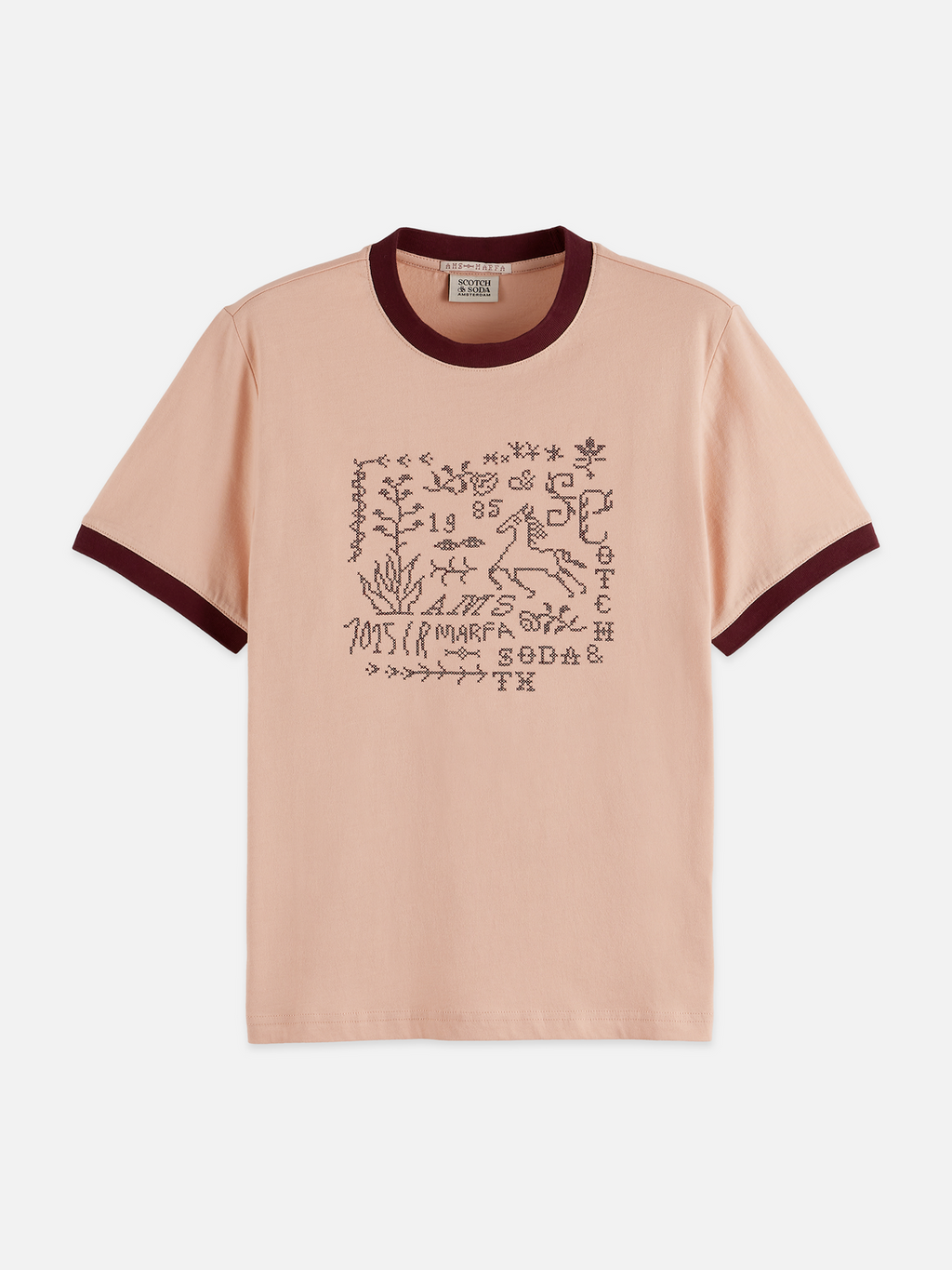 Embroidered ringer T-shirt