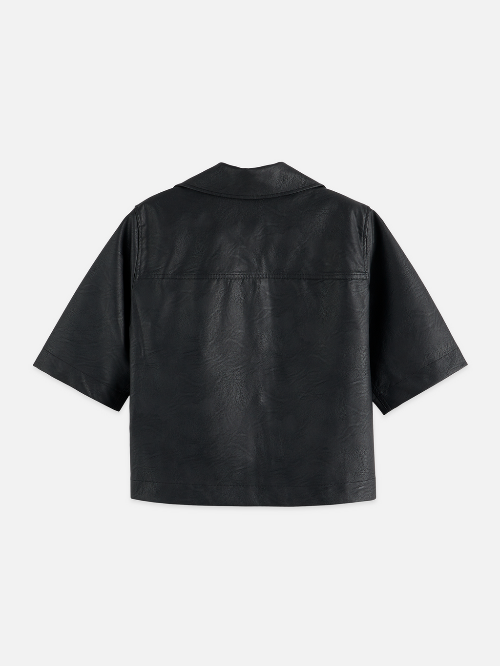 Faux leather a-line sleeve shirt